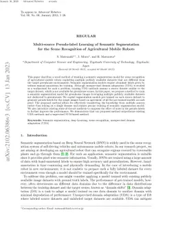 Multi-source Pseudo-label Learning of Semantic Segmentation for the
  Scene Recognition of Agricultural Mobile Robots