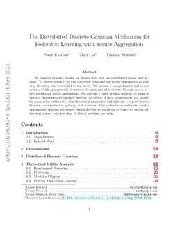 The Distributed Discrete Gaussian Mechanism for Federated Learning with
  Secure Aggregation