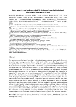 Uncertainty-Aware Semi-Supervised Method Using Large Unlabeled and
  Limited Labeled COVID-19 Data