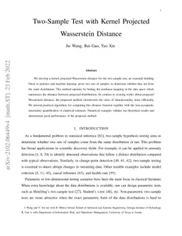 Two-sample Test with Kernel Projected Wasserstein Distance