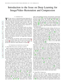 Editorial: Introduction to the Issue on Deep Learning for Image/Video
  Restoration and Compression