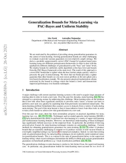 Generalization Bounds for Meta-Learning via PAC-Bayes and Uniform
  Stability