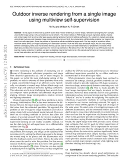Outdoor inverse rendering from a single image using multiview
  self-supervision
