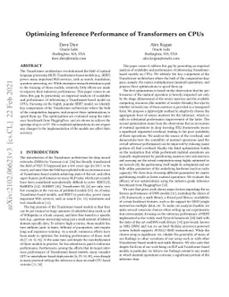 Optimizing Inference Performance of Transformers on CPUs