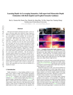 Learning Depth via Leveraging Semantics: Self-supervised Monocular Depth
  Estimation with Both Implicit and Explicit Semantic Guidance