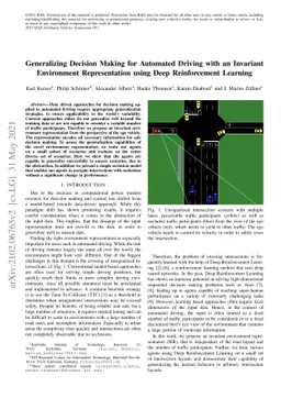 Generalizing Decision Making for Automated Driving with an Invariant
  Environment Representation using Deep Reinforcement Learning