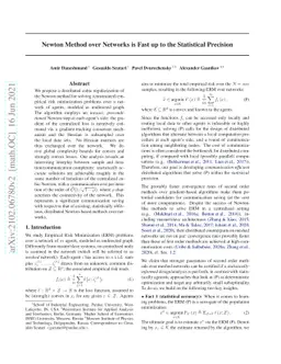 Newton Method over Networks is Fast up to the Statistical Precision