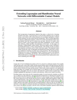 Extending Lagrangian and Hamiltonian Neural Networks with Differentiable
  Contact Models