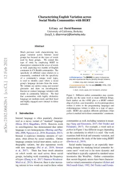 Characterizing English Variation across Social Media Communities with
  BERT