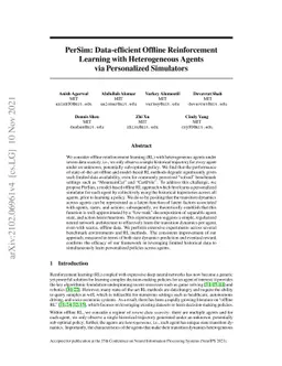 PerSim: Data-Efficient Offline Reinforcement Learning with Heterogeneous
  Agents via Personalized Simulators