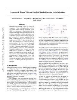 Asymmetric Heavy Tails and Implicit Bias in Gaussian Noise Injections