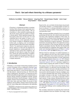 ThetA -- fast and robust clustering via a distance parameter