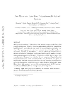 Fast Monocular Hand Pose Estimation on Embedded Systems