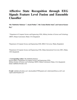 Affective State Recognition through EEG Signals Feature Level Fusion and
  Ensemble Classifier