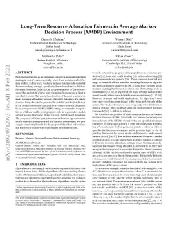 Long-Term Resource Allocation Fairness in Average Markov Decision
  Process (AMDP) Environment
