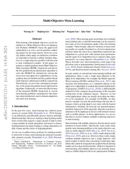 Multi-Objective Meta Learning