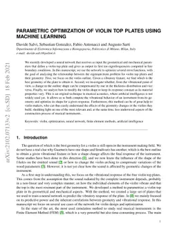 Parametric Optimization of Violin Top Plates using Machine Learning