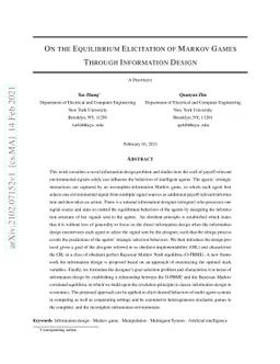 On the Equilibrium Elicitation of Markov Games Through Information
  Design