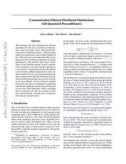 Communication-Efficient Distributed Optimization with Quantized
  Preconditioners