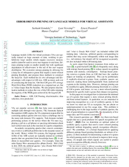 Error-driven Pruning of Language Models for Virtual Assistants