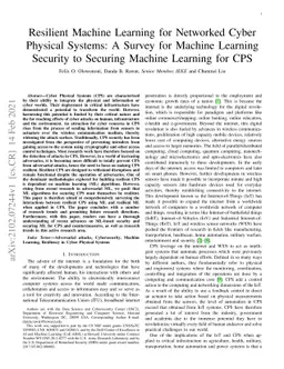 Resilient Machine Learning for Networked Cyber Physical Systems: A
  Survey for Machine Learning Security to Securing Machine Learning for CPS