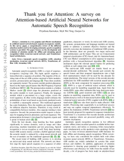 Thank you for Attention: A survey on Attention-based Artificial Neural
  Networks for Automatic Speech Recognition
