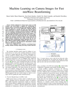 Machine Learning on Camera Images for Fast mmWave Beamforming