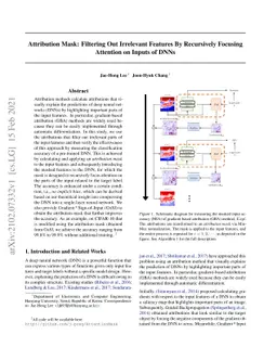 Attribution Mask: Filtering Out Irrelevant Features By Recursively
  Focusing Attention on Inputs of DNNs