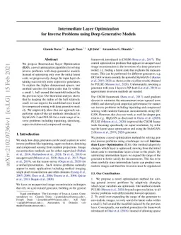 Intermediate Layer Optimization for Inverse Problems using Deep
  Generative Models