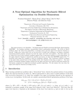 A Near-Optimal Algorithm for Stochastic Bilevel Optimization via
  Double-Momentum
