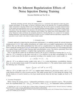 On the Inherent Regularization Effects of Noise Injection During
  Training