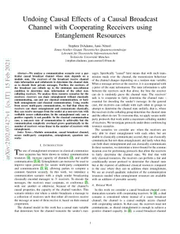 Undoing Causal Effects of a Causal Broadcast Channel with Cooperating
  Receivers using Entanglement Resources