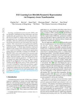 FAT: Learning Low-Bitwidth Parametric Representation via Frequency-Aware
  Transformation