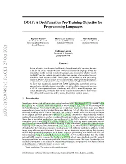 DOBF: A Deobfuscation Pre-Training Objective for Programming Languages