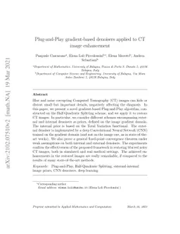 Plug-and-Play gradient-based denoisers applied to CT image enhancement