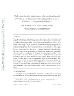 Understanding the input-output relationship of neural networks in the
  time series forecasting radon levels at Canfranc Underground Laboratory