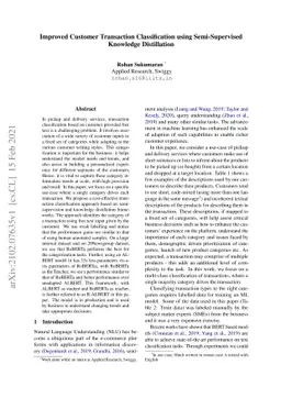 Improved Customer Transaction Classification using Semi-Supervised
  Knowledge Distillation