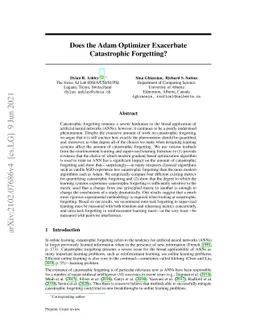Does the Adam Optimizer Exacerbate Catastrophic Forgetting?
