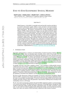 End-to-End Egospheric Spatial Memory