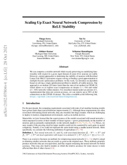 Scaling Up Exact Neural Network Compression by ReLU Stability