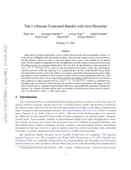 Top-$k$ eXtreme Contextual Bandits with Arm Hierarchy