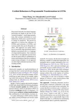 Certified Robustness to Programmable Transformations in LSTMs