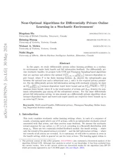 Near-Optimal Algorithms for Differentially Private Online Learning in a
  Stochastic Environment