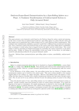 Darboux-Frame-Based Parametrization for a Spin-Rolling Sphere on a
  Plane: A Nonlinear Transformation of Underactuated System to Fully-Actuated
  Model