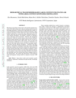 Hierarchical Transformer-based Large-Context End-to-end ASR with
  Large-Context Knowledge Distillation