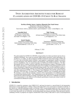 Twin Augmented Architectures for Robust Classification of COVID-19 Chest
  X-Ray Images