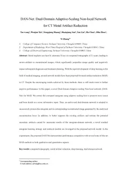 DAN-Net: Dual-Domain Adaptive-Scaling Non-local Network for CT Metal
  Artifact Reduction