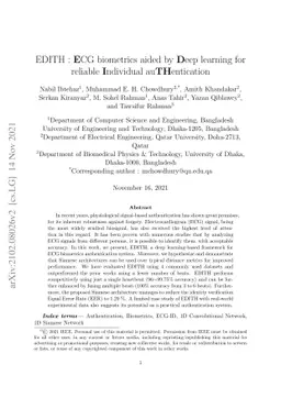 EDITH :ECG biometrics aided by Deep learning for reliable Individual
  auTHentication
