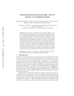 Transferring Domain Knowledge with an Adviser in Continuous Tasks