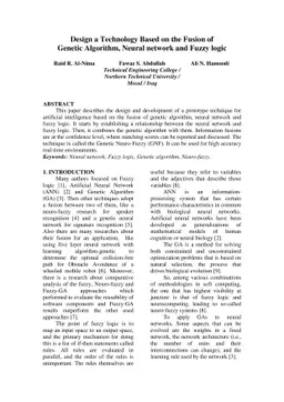 Design a Technology Based on the Fusion of Genetic Algorithm, Neural
  network and Fuzzy logic